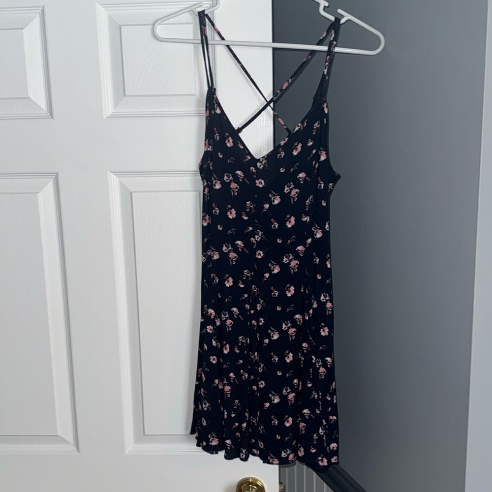 Navy pink floral dress